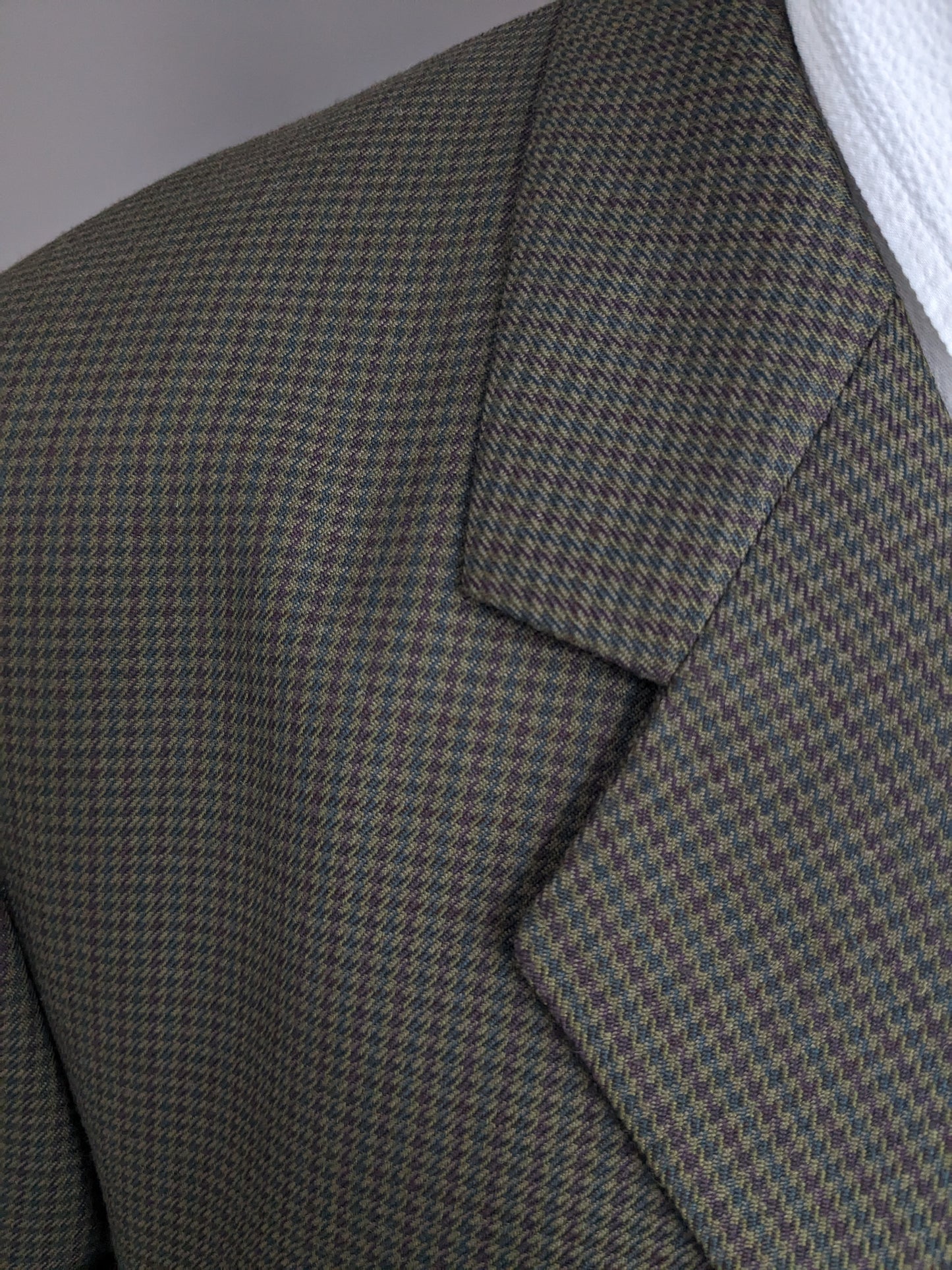 Sergio Albani woolen jacket. Green Bordeaux motif. Size 54 / L.