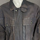 Vintage halflange Leren jas / jack met vele zakken. Donker Bruin gekleurd. Maat L / XL.