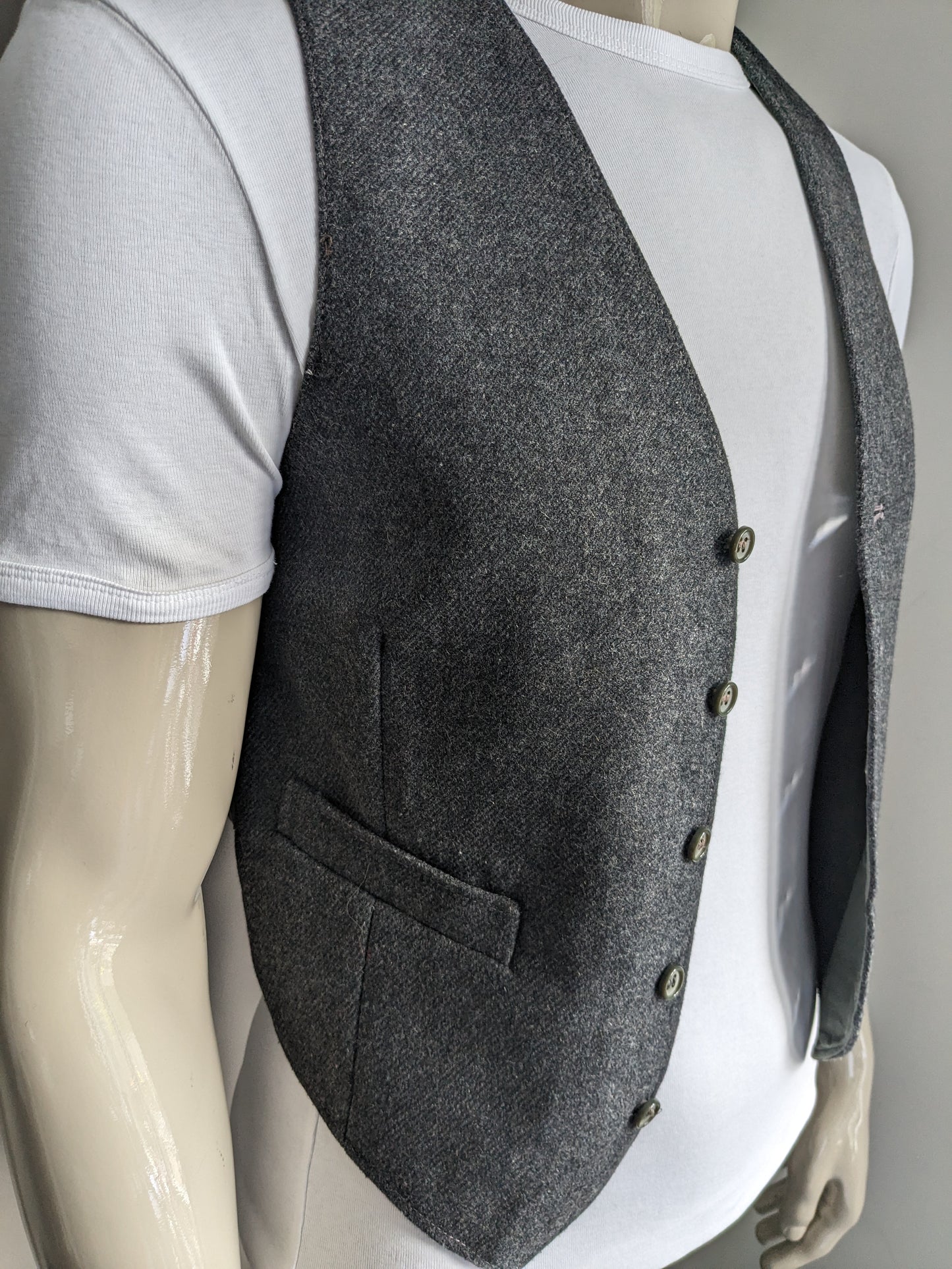Woolen waistcoat. Dark gray mixed. Size 48. #324