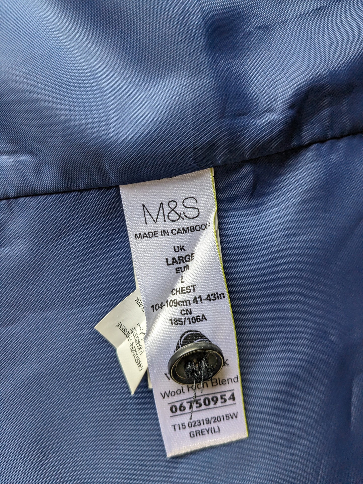 Collezione M&S Wolen Wiistcoat. Moto grigio. Adattamento su misura. Taglia L. #326
