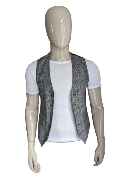 CEO woolen waistcoat. Gray black blue checked. Size S.