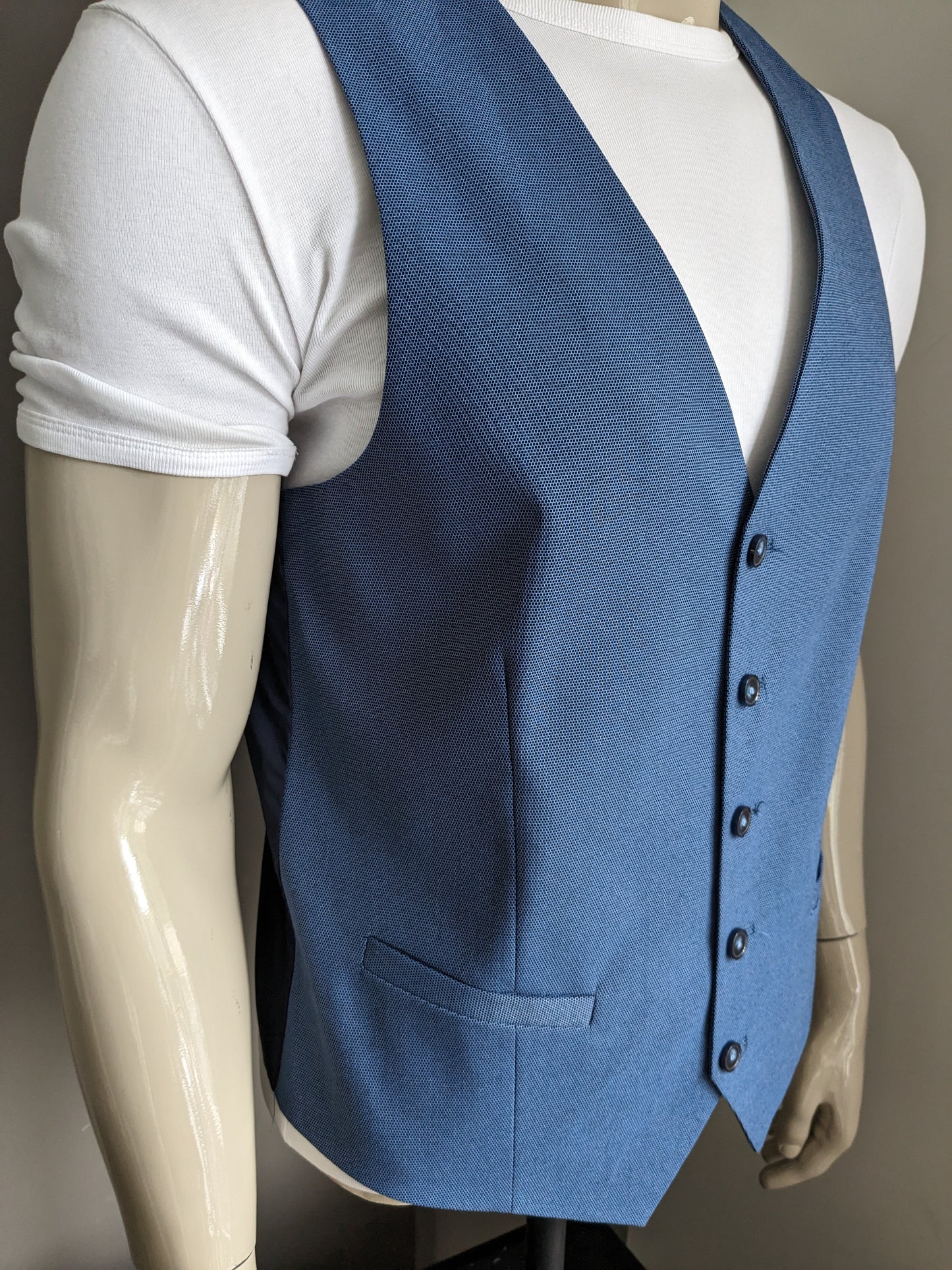 Angelo Litrico waistcoat. Blue black mixed. Size 50 / M. Slim Fit.