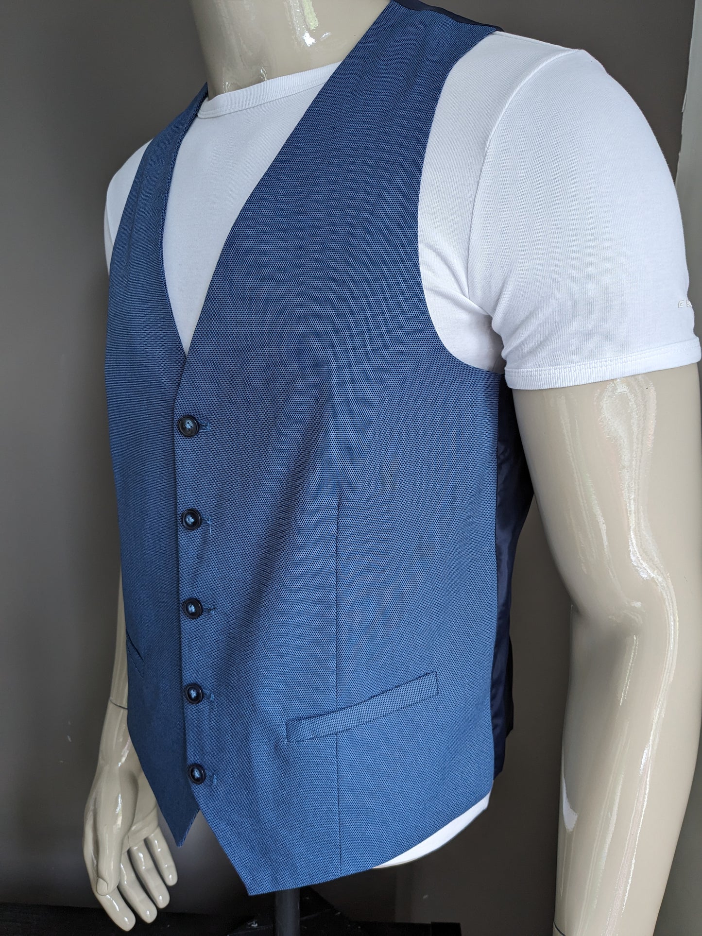 Angelo Litrico waistcoat. Blue black mixed. Size 50 / M. Slim Fit.