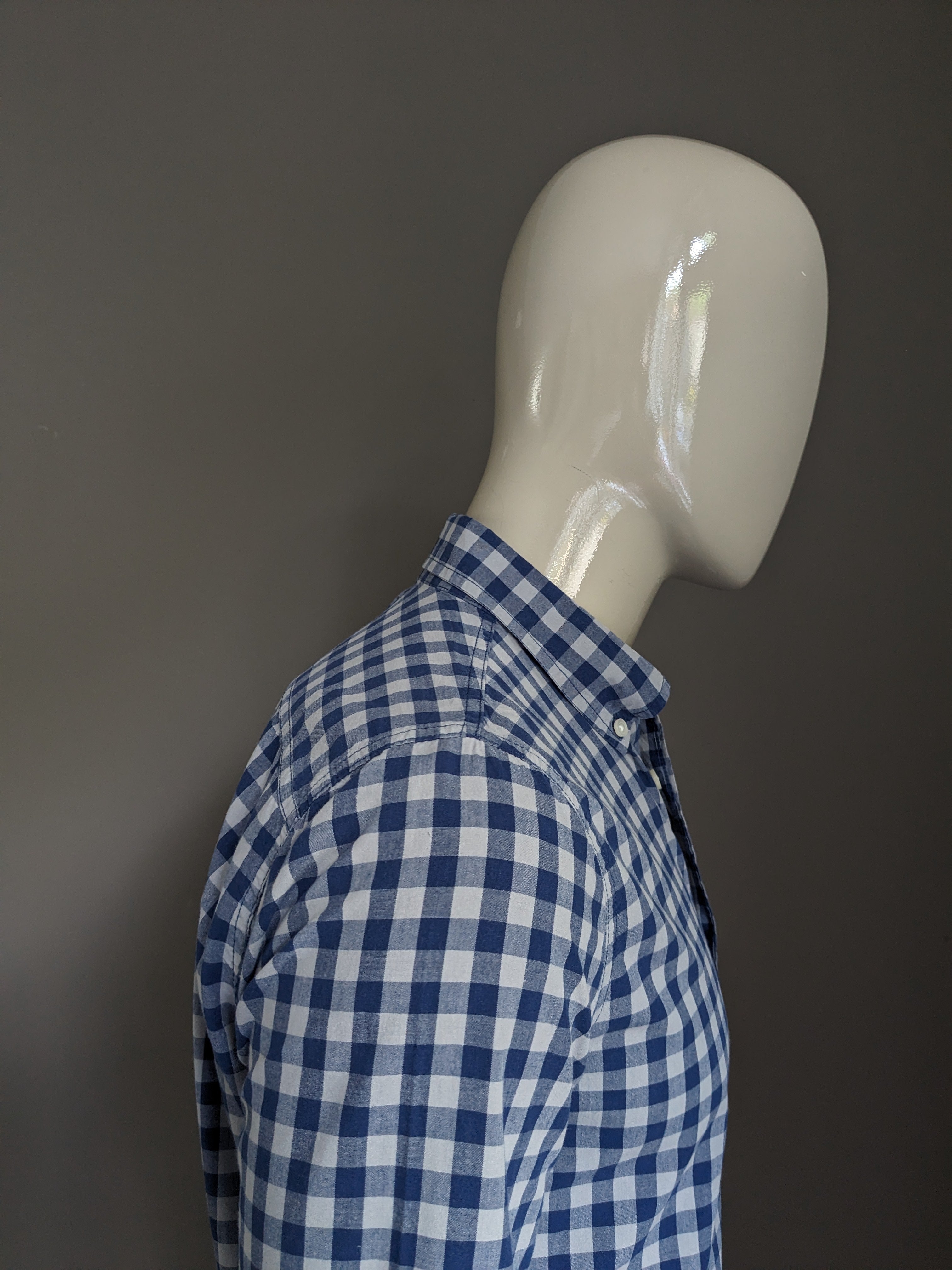 Chemise Hollister. Blue gris bloqu . Taille M. EcoGents