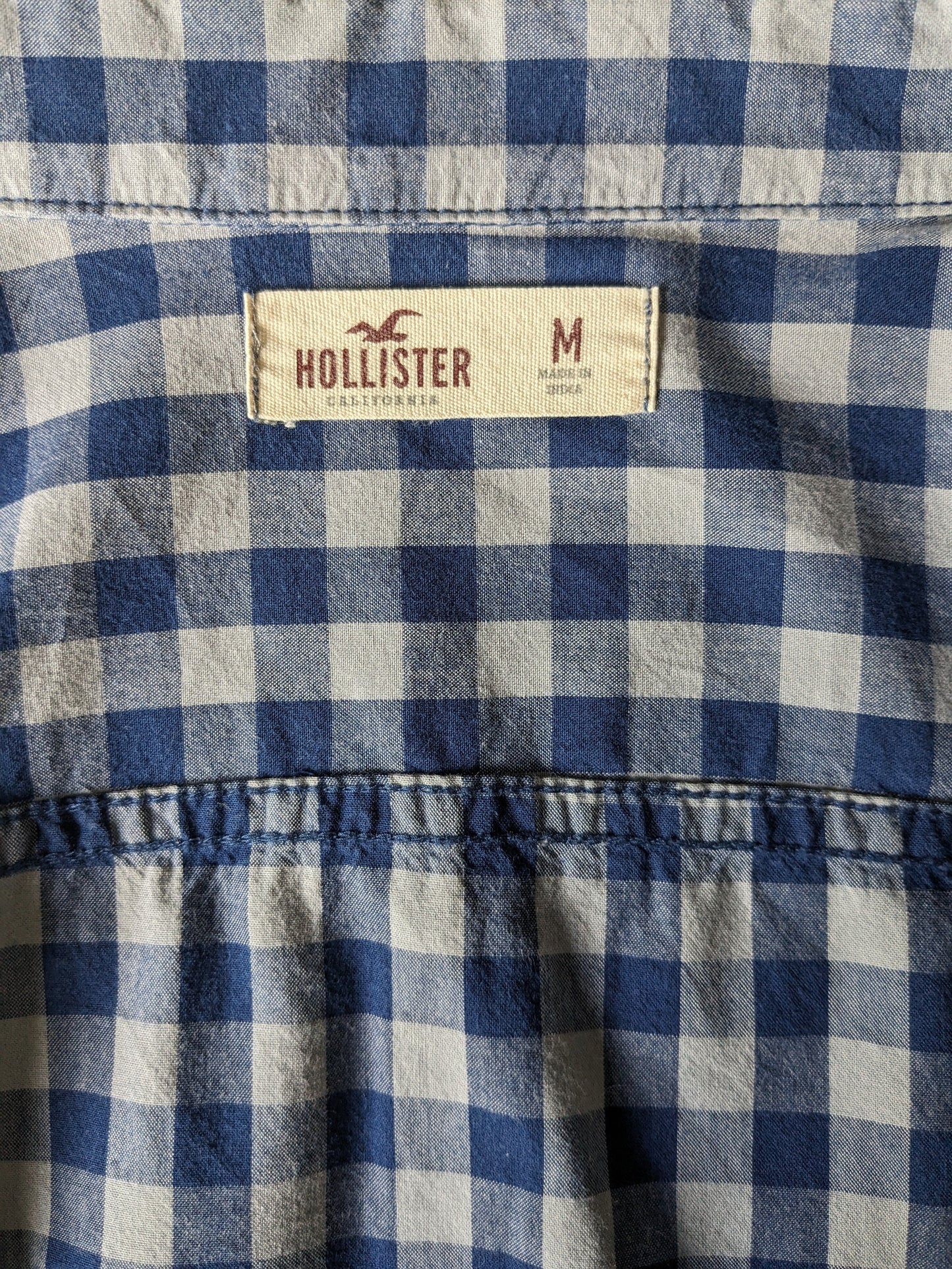 Camicia Hollister. Blu grigio bloccato. Taglia M.