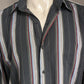 Vintage NPO No Problems overhemd. Zwart Rood Blauw Grijs gestreept. Maat 2XL / XXL.