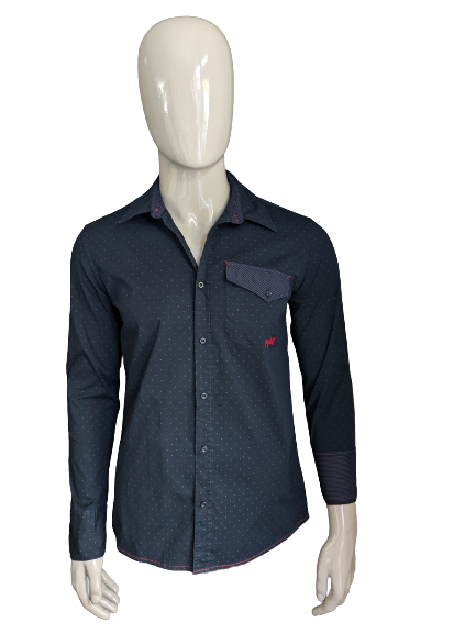 Ripcurl shirt. Black purple print with red embroidery / stitching. Size M.