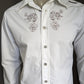 Vintage Uniek Energie Western overhemd. Wit Bruin gekleurd en licht getailleerd. Maat L.