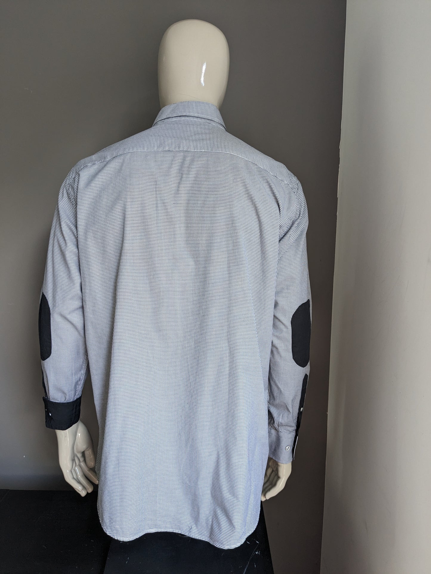 BLUMFONTAIN Camisa con parches de codo. Motivo en blanco y negro. Tamaño 2xl / xxl.
