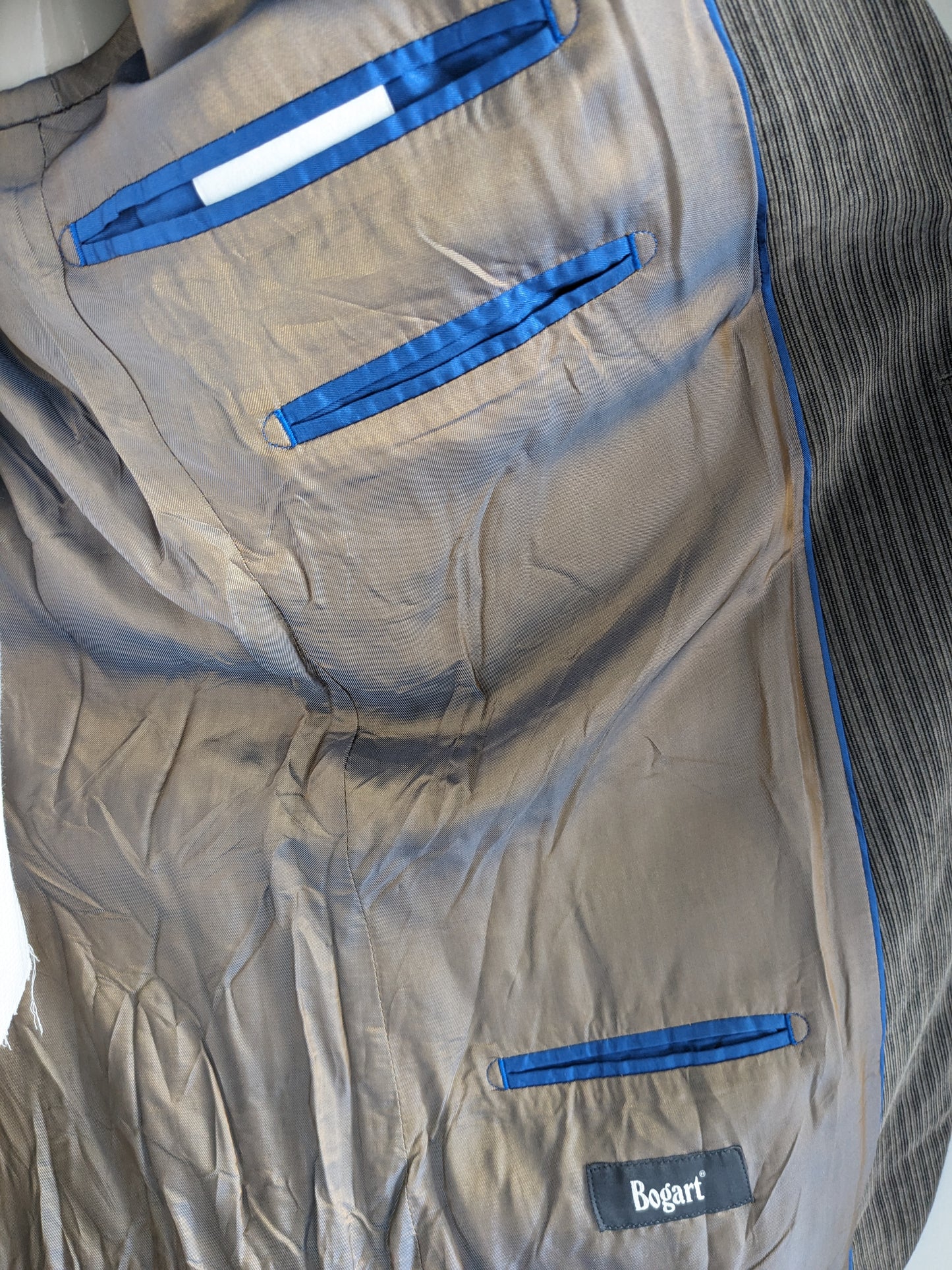 Chaqueta de costilla Bogart con parches de codo. Bonita costilla. Color marrón gris. Tamaño 106 (53 / L)
