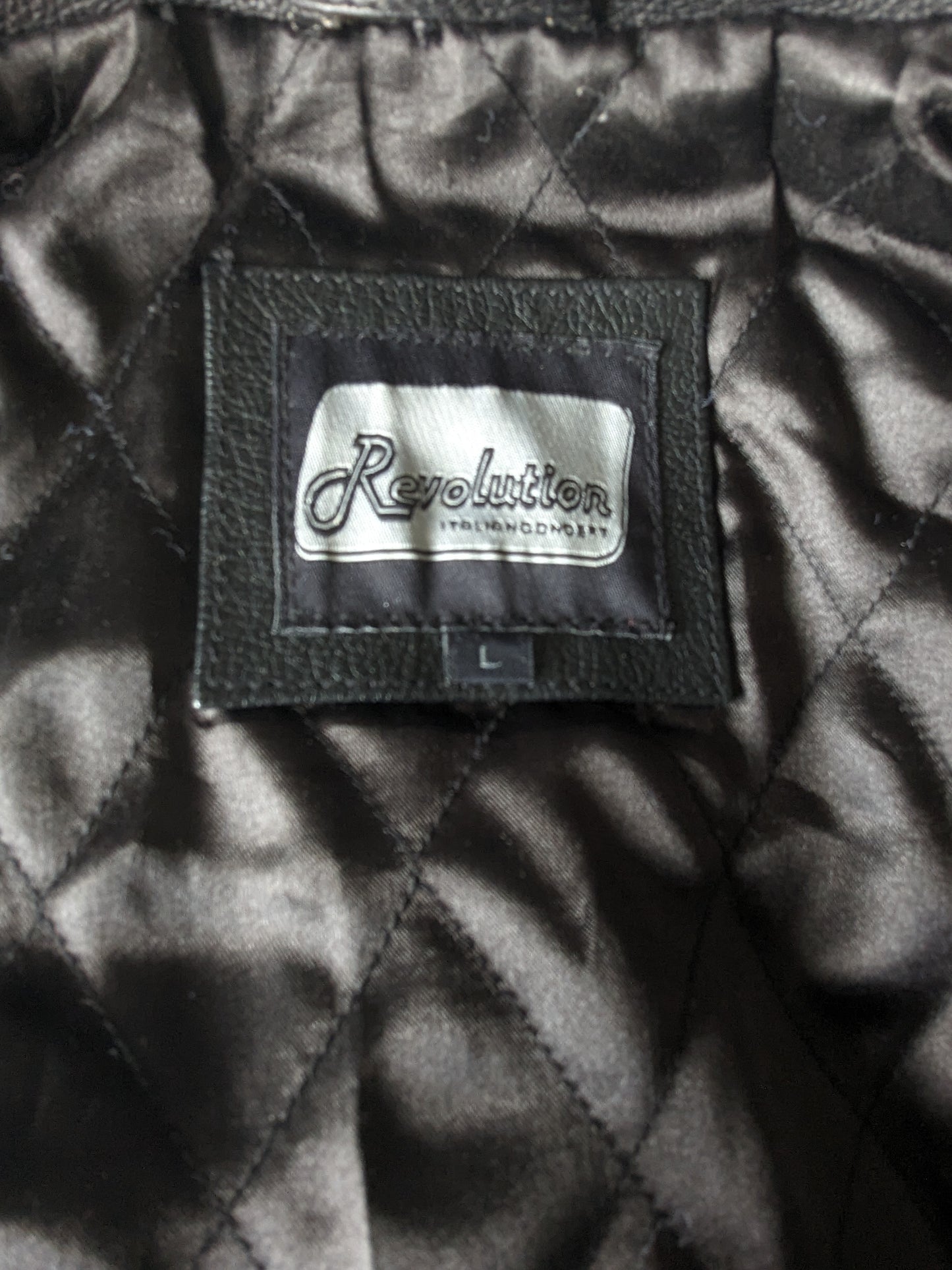 Revolución chaqueta / chaqueta de cuero. Color negro. Talla L.