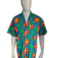 Vintage Hawaii overhemd korte mouw. Groen Blauw Rood Oranje gebloemd. Maat XL