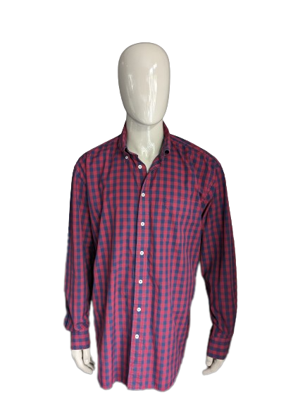Floris Duetz Shirt. Blu rosso bloccato. Dimensione 2xl / xxl.