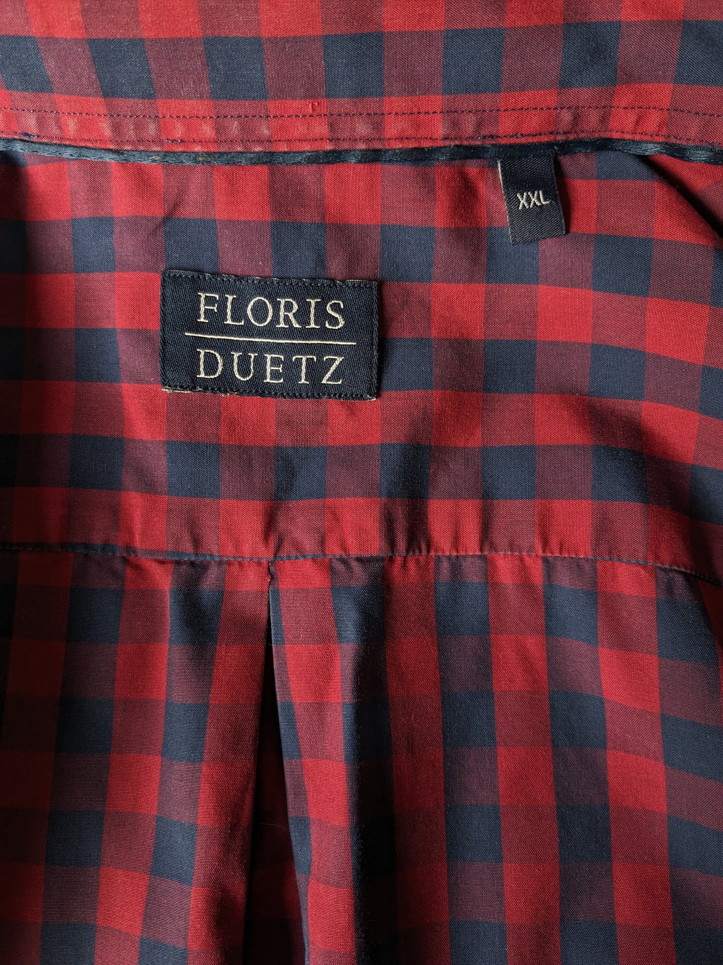 Floris Duetz overhemd. Blauw Rood geblokt. Maat 2XL / XXL.