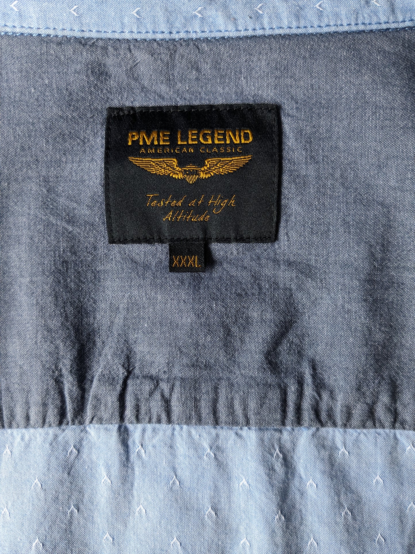 PME Legend overhemd. Licht Blauw geprint. Maat 3XL / 2XL.