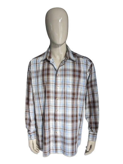 Vintage Sharp Shirt. Blue Braun Beige Checker. Größe 2xl / 3xl.