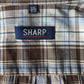 Vintage Sharp overhemd. Blauw Bruin Beige geruit. Maat 2XL / 3XL.