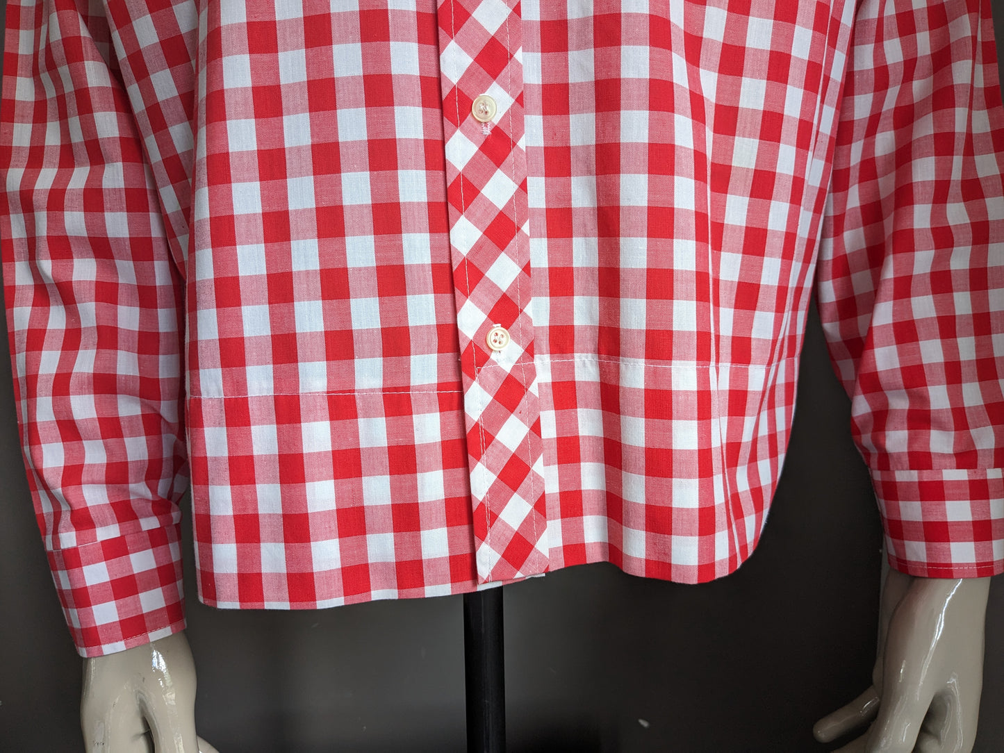 Camisa de los 70 vintage. Red blanco a cuadros. Tamaño xl.