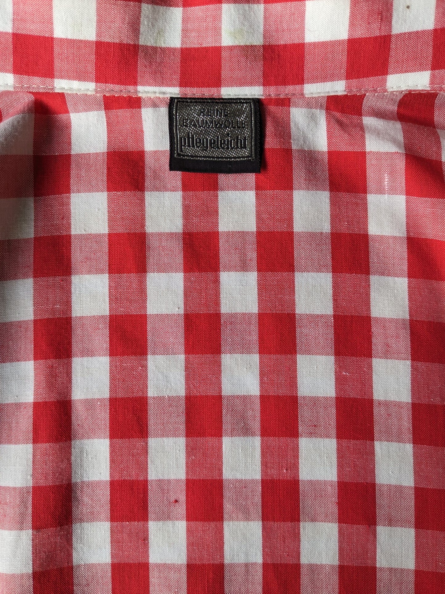 Vintage 70's overhemd. Rood Wit geblokt. Maat XL.