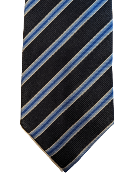 George Polyester Tie. Blue rayé