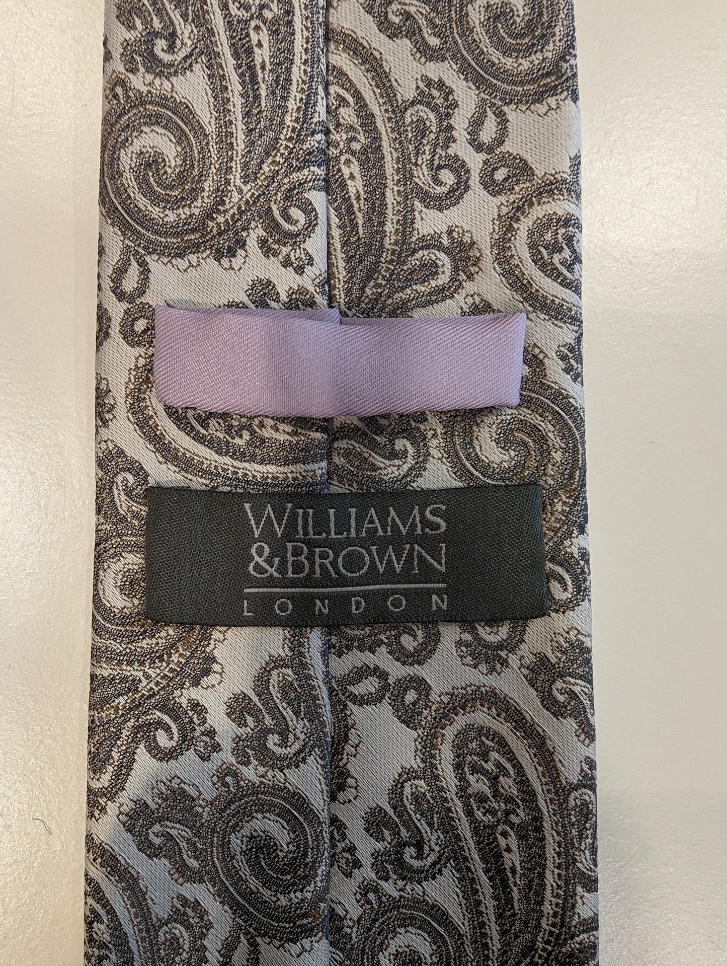 Williams & Brown vintage polyester stropdas. Prachtig motief.