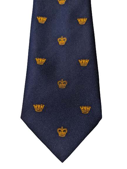 Vintage Avala Polyester Krawatte. Blau gelbes Motiv.