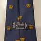 Vintage Avala polyester stropdas. Blauw geel motief.