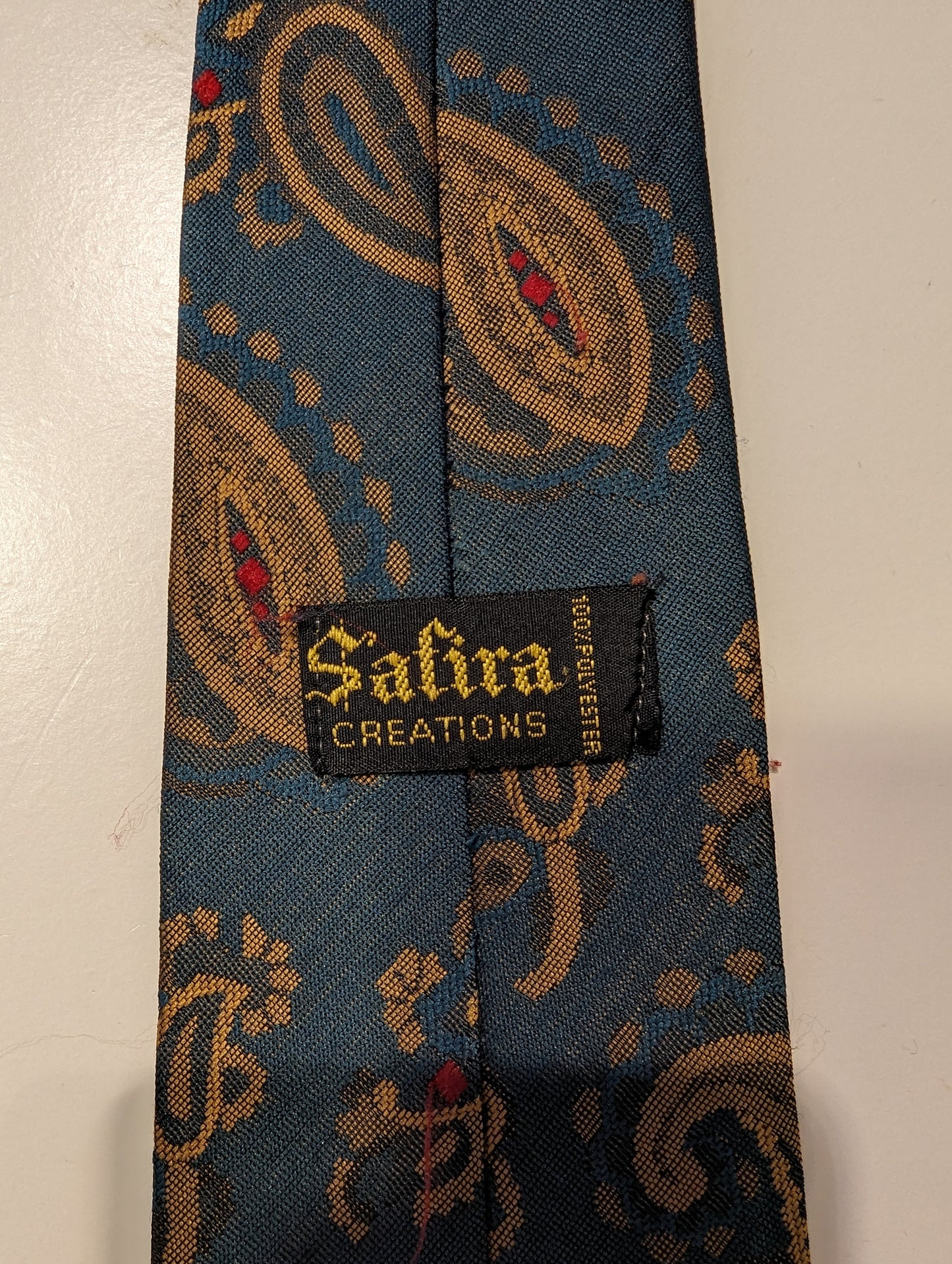 Safira vintage poliéster corbata.