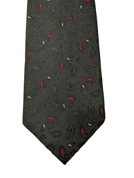 Artilux Vintage Polyester Krawatte. Grün mit Motiv.