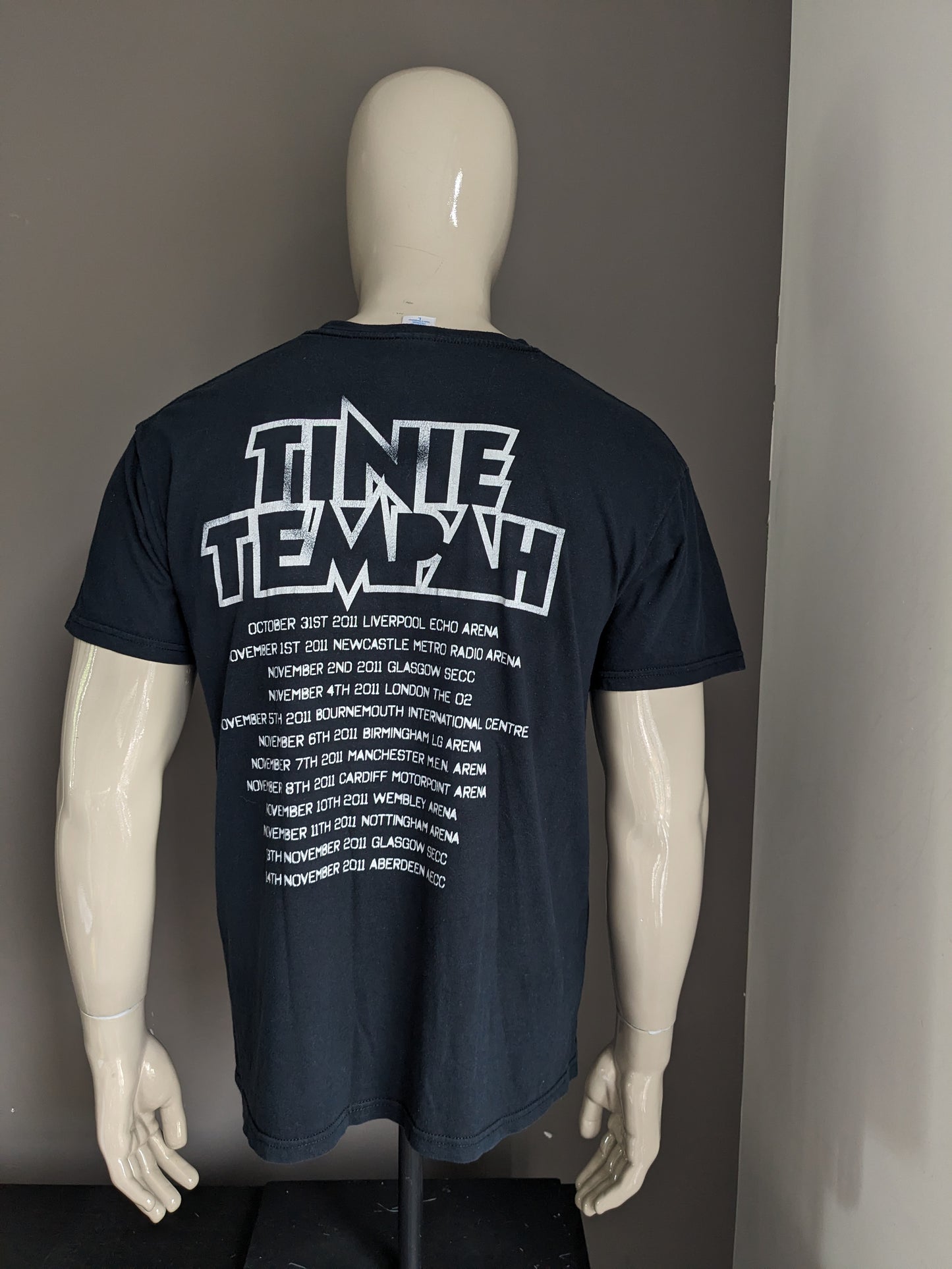 Tinie Tempah Tour shirt. Black with print. Size L.