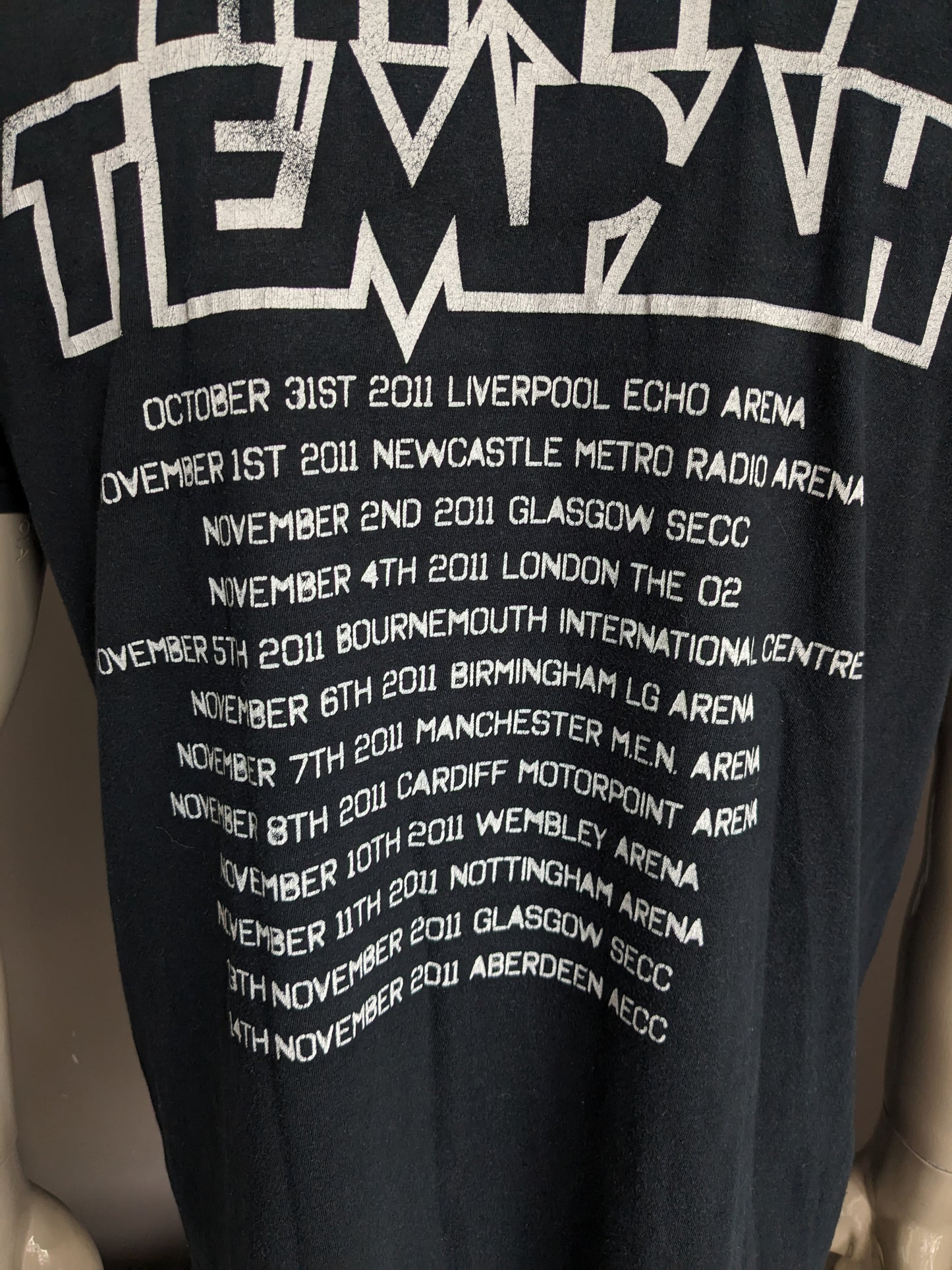 Tinie Tempah Tour Shirt. Negro con impresión. Talla L.