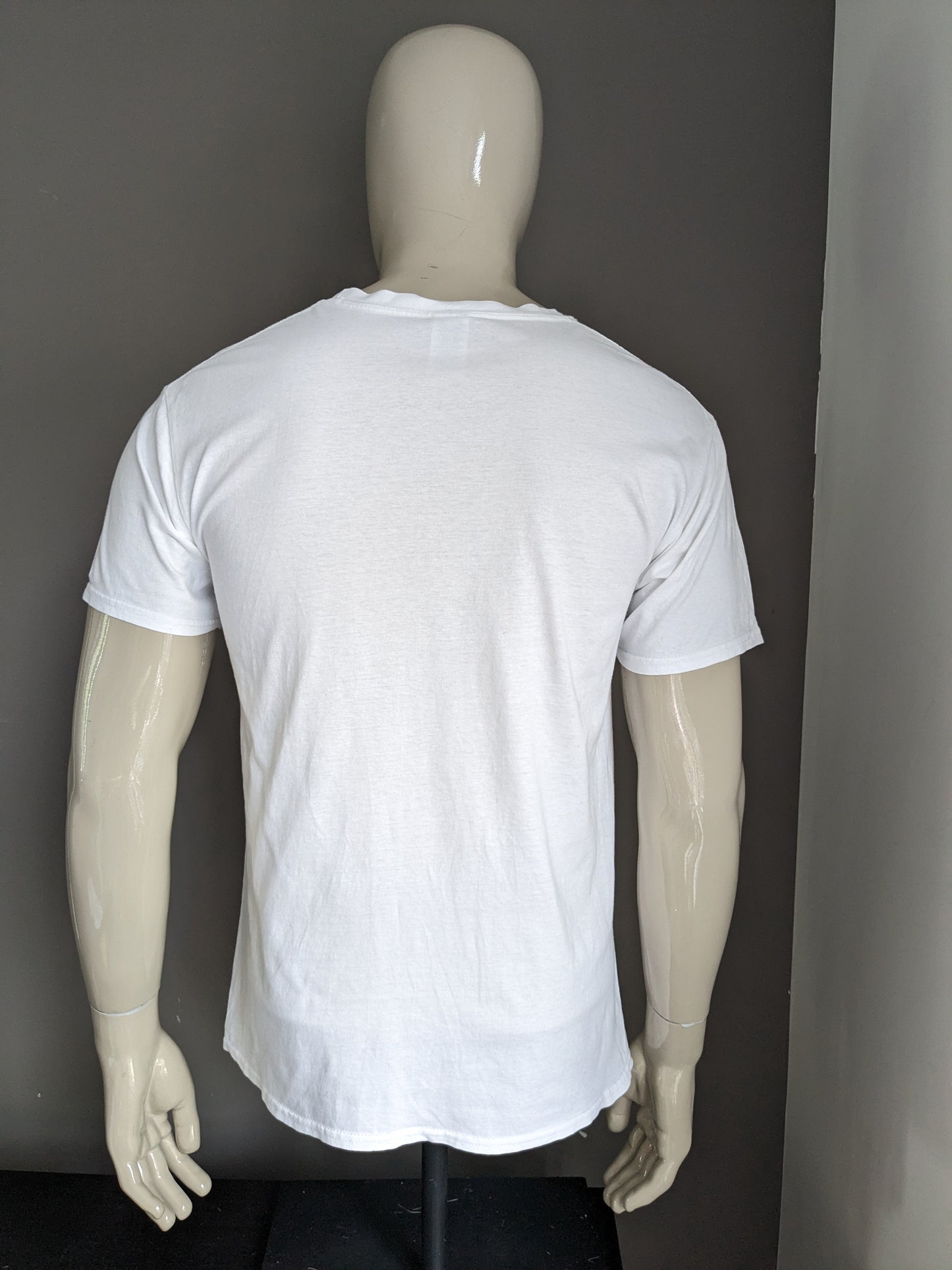 Camisa de anatomía de ganso. Blanco con impresión. Talla L.