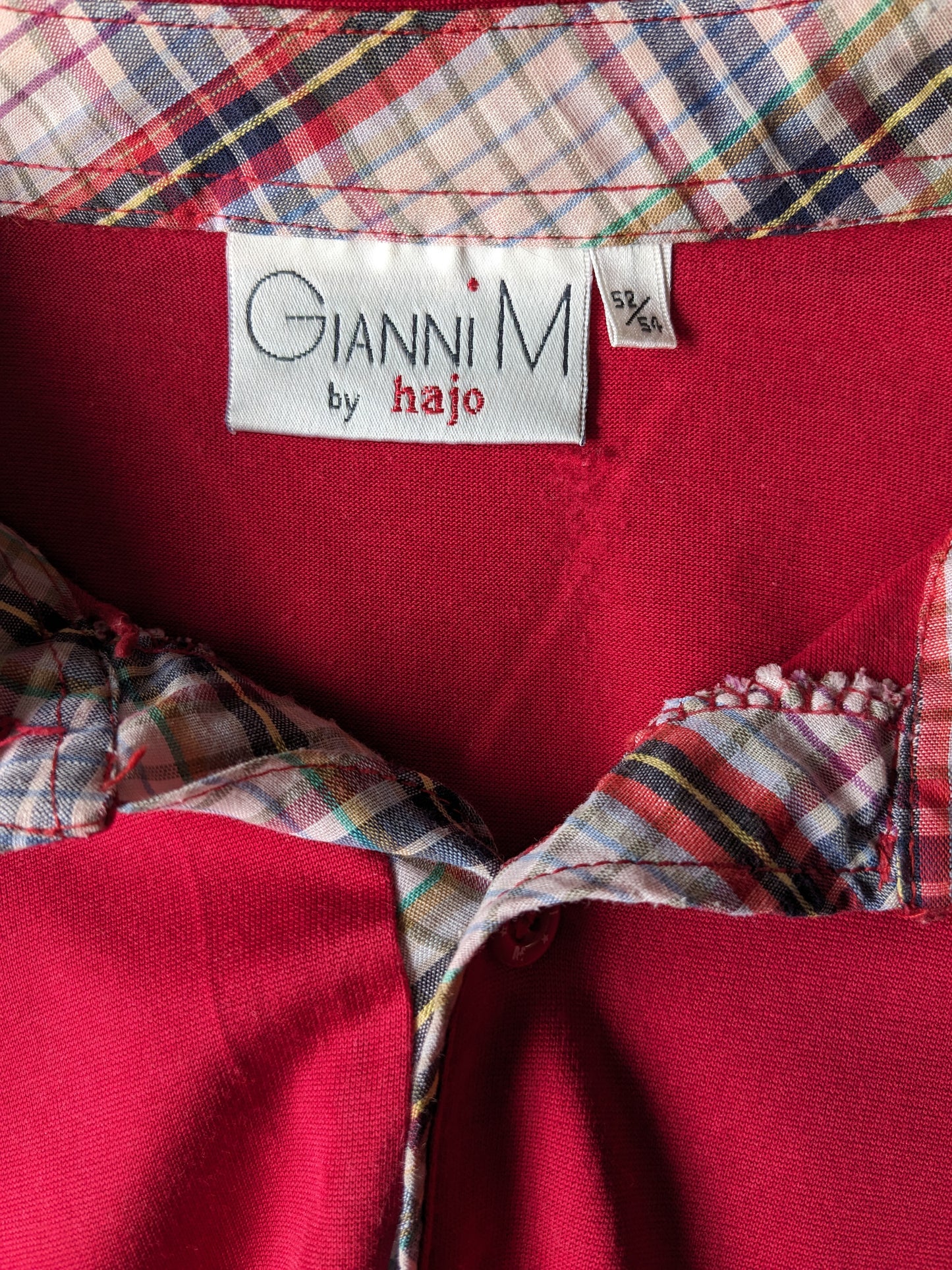 Gianni M by Hajo vintage polo met elastische band. Rood gekleurd. Maat L / XL.