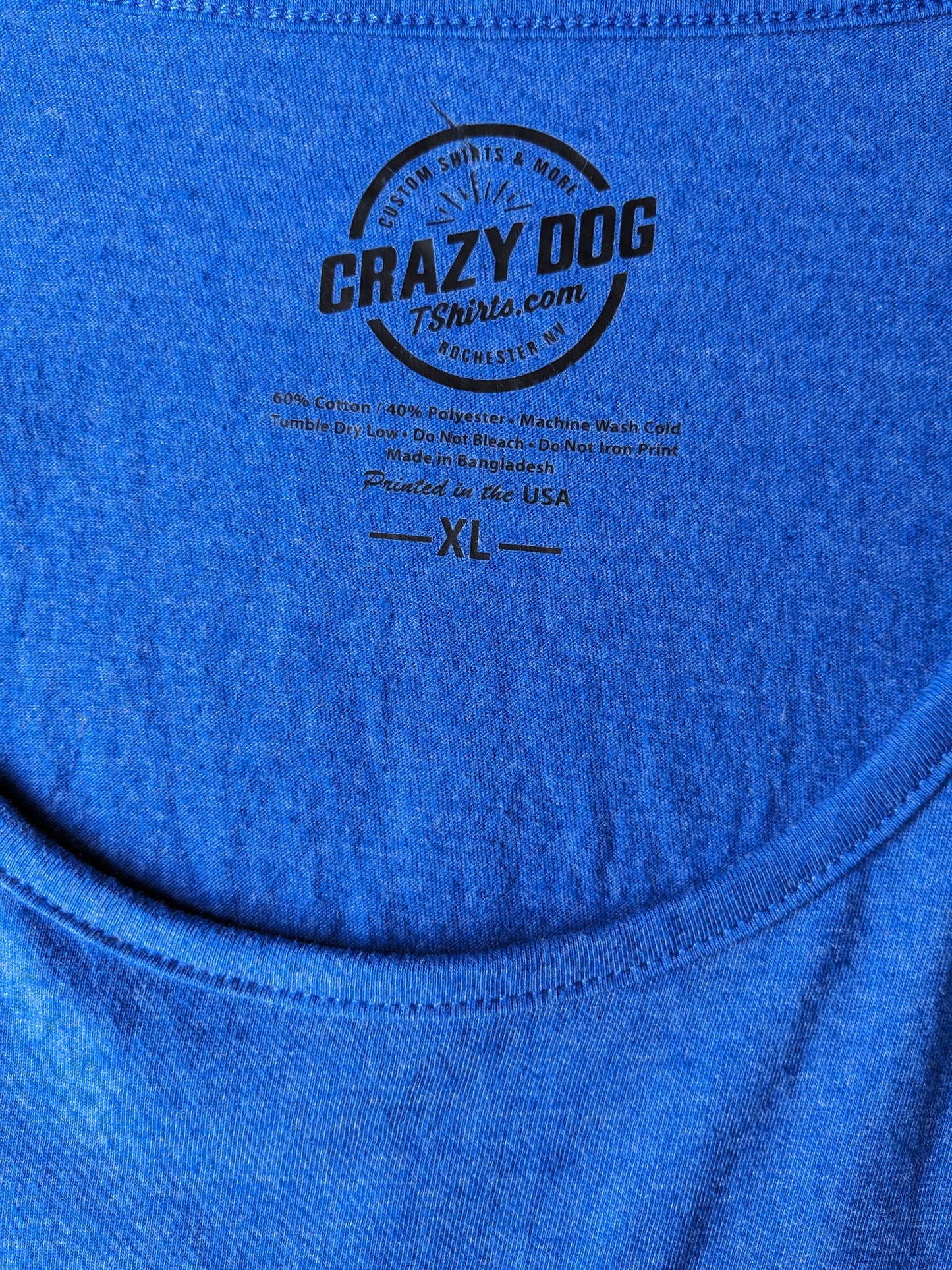 Crazy Dog Singlet. Blauw met oprduk. Maat XL.