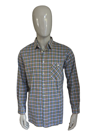 Vintage 70's Soldner Shirt. Green blue red checked. Size 42 / L.