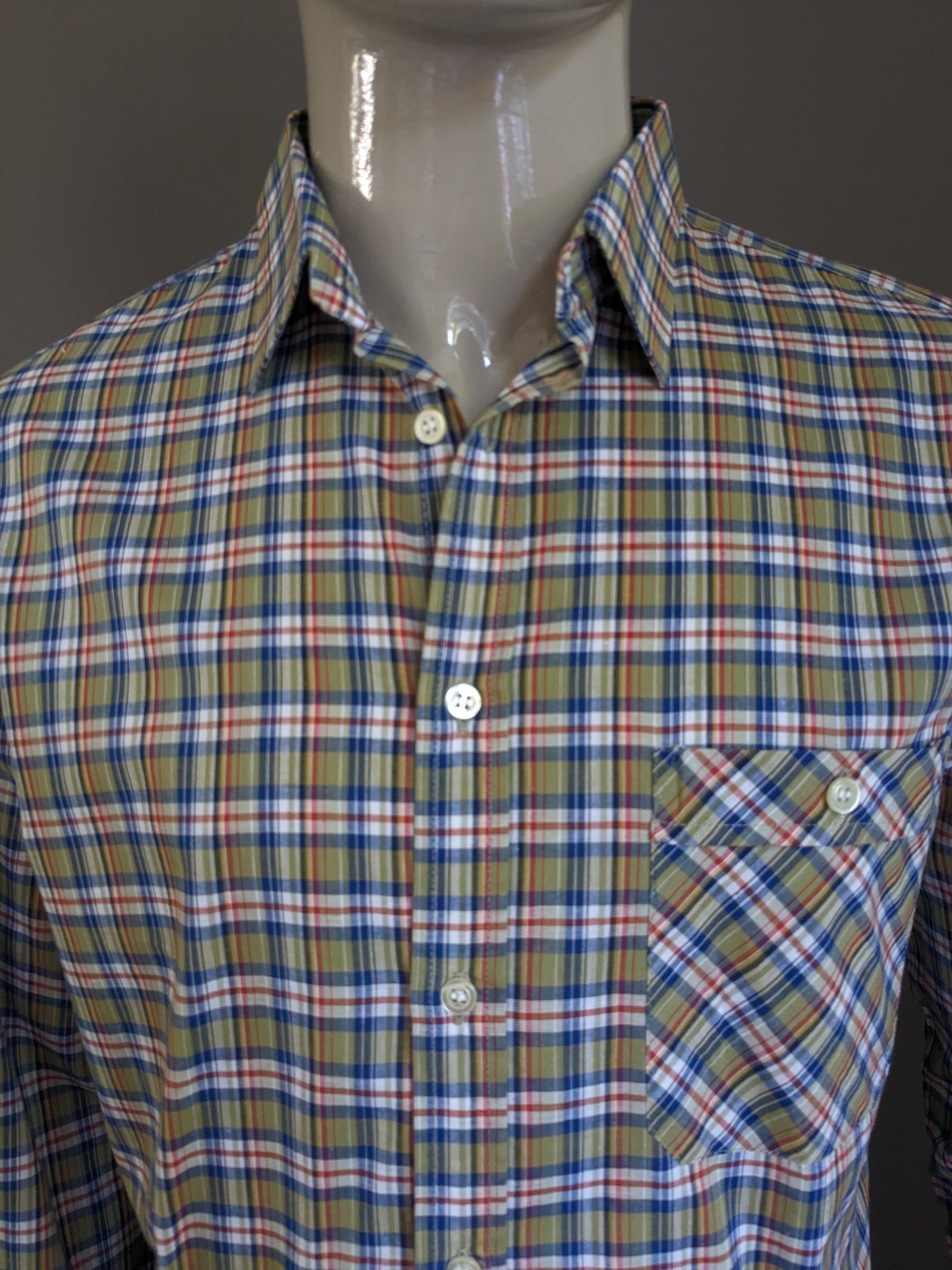 Vintage 70's Soldner Shirt. Green blue red checked. Size 42 / L.