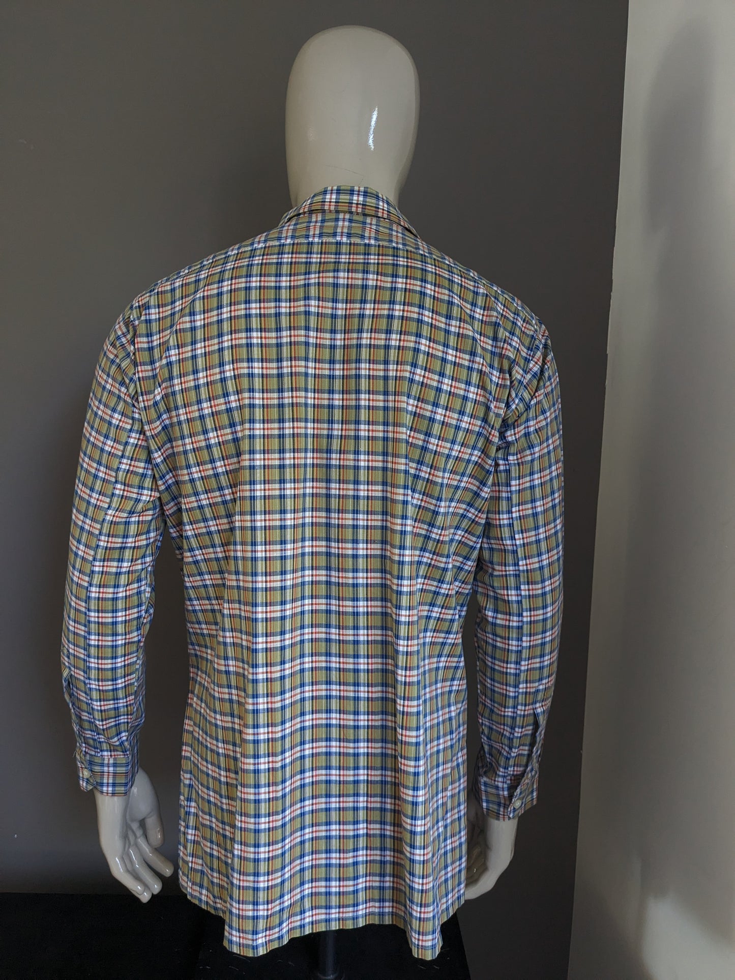 Vintage 70er Soldner -Shirt. Grünblau rot überprüft. Größe 42 / L.