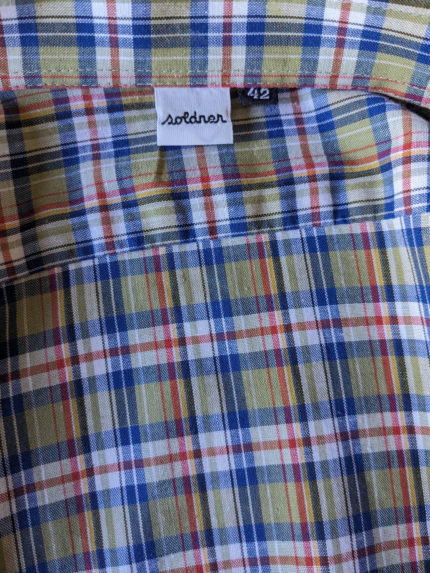 Vintage 70er Soldner -Shirt. Grünblau rot überprüft. Größe 42 / L.