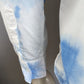 Vintage 70's H.Landers overhemd met puntkraag. Blauw Wit Wolken en Bloemen print. Maat S.