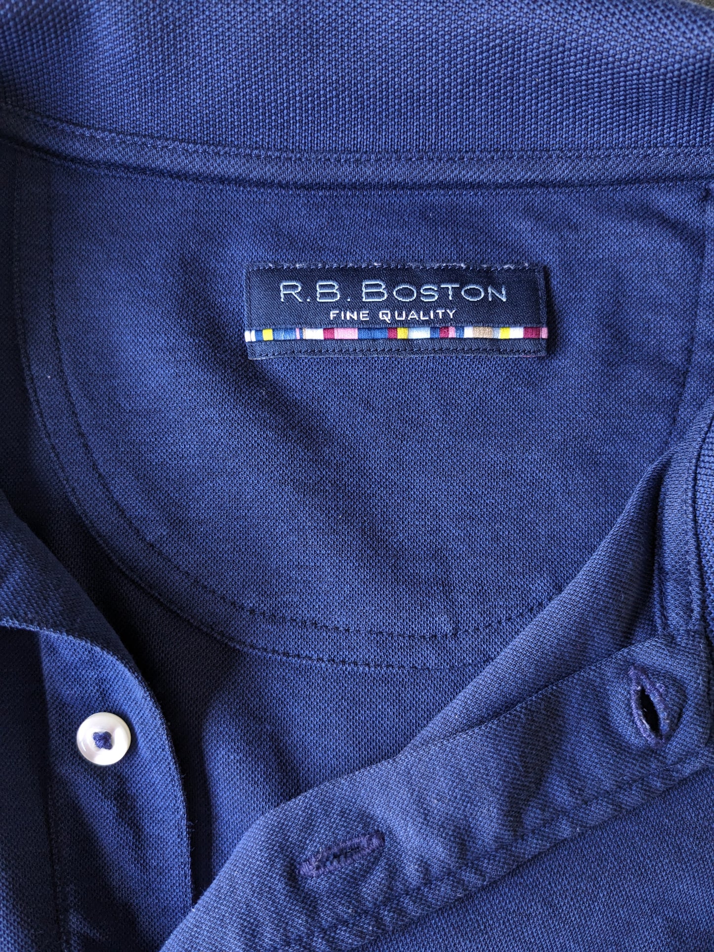 R.B.Boston polo. Donker Blauw Zwart gemêleerd. Maat L.