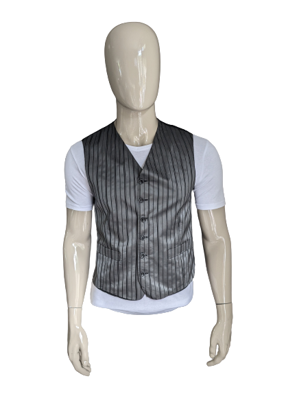 Waistcoat. Gray Metallic Black striped. Size 23 (46/S).
