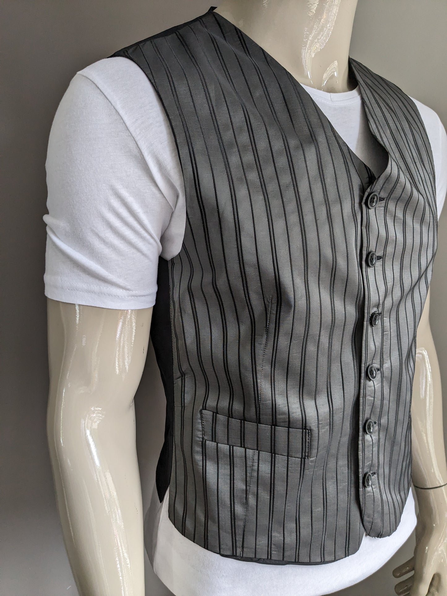 Waistcoat. Gray metallic black striped. Size 23 (46 / s).
