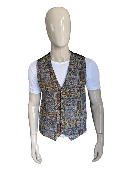 Vintage waistcoat. Colored embroidered print. Size M.