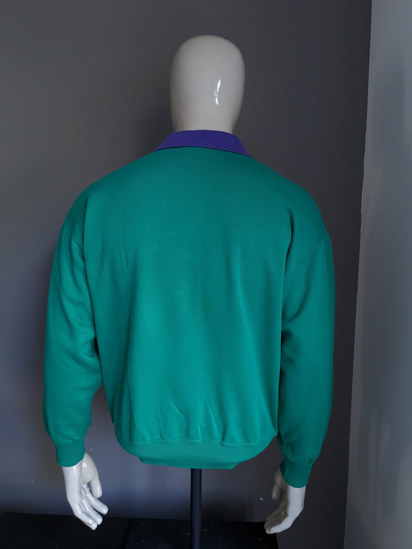 Vintage Sergio Tacchini Polo -Pullover mit Gummiband. Grün lila gefärbt. Größe xl.