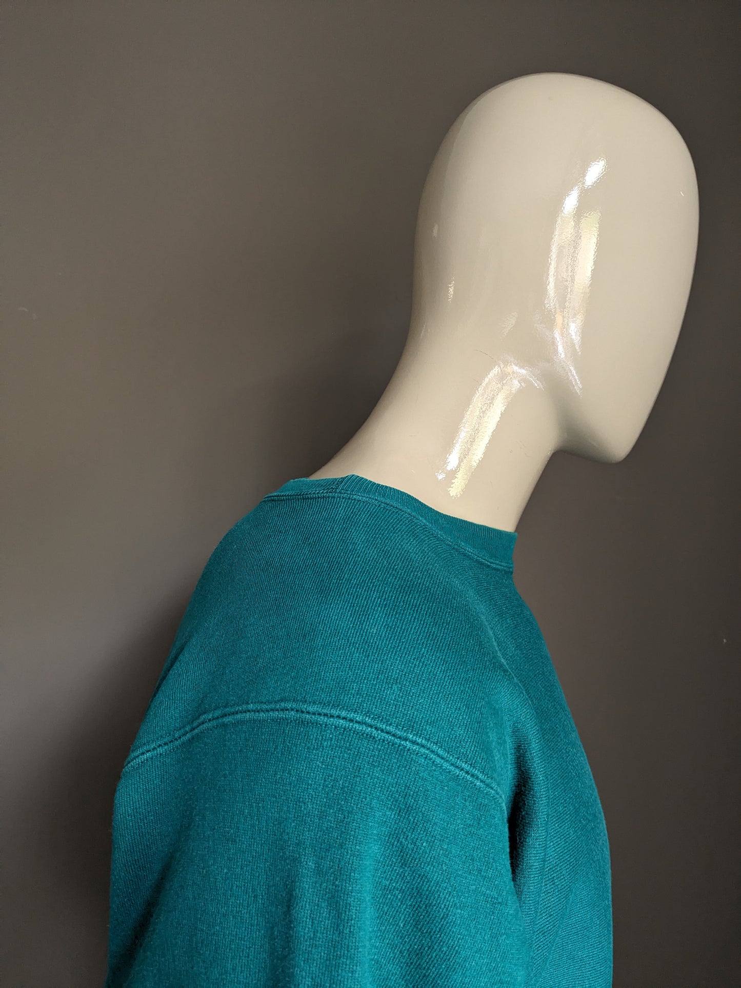 Vintage 90's Champion Reverse Weave trui. Groen gekleurd. Maat L.