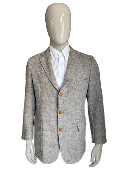 Harold's Harris Tweed jacket. Beige brown blue motif. Size 50 / M.