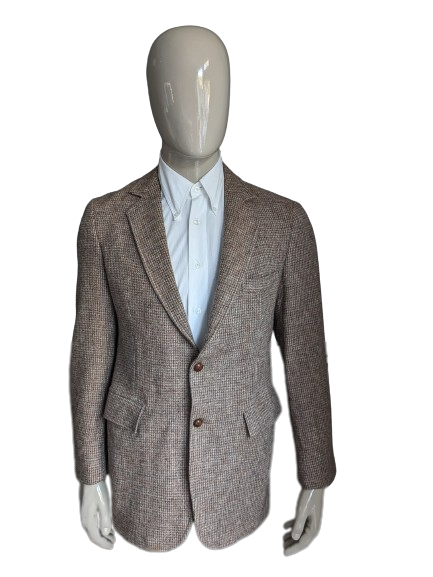 Brookleigh Harris Tweed jacket. Beige brown gray motif. Size 50 / M.