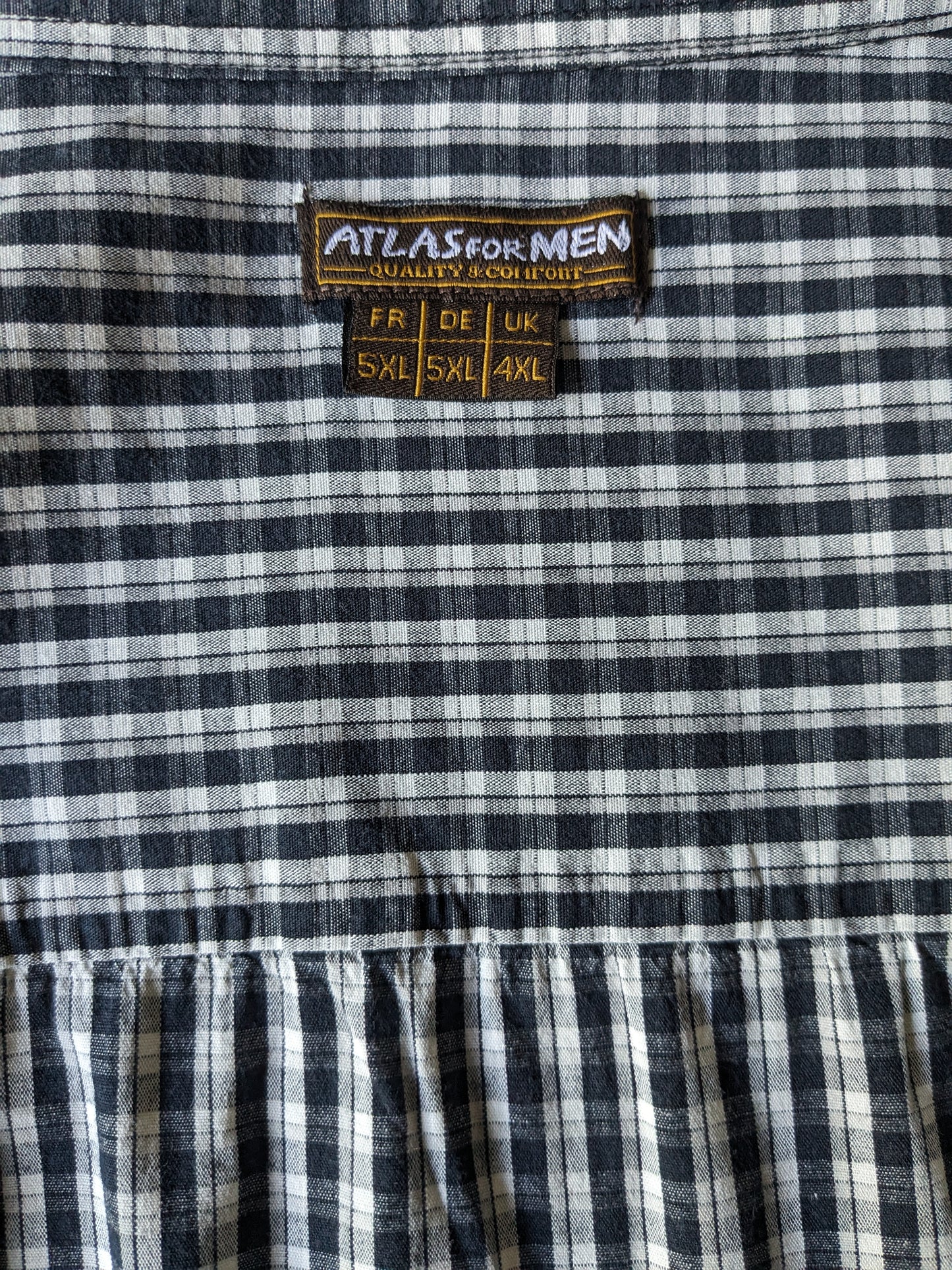 Atlas for Men overhemd. Beige Zwart geruit. Maat 5XL / XXXXXL.