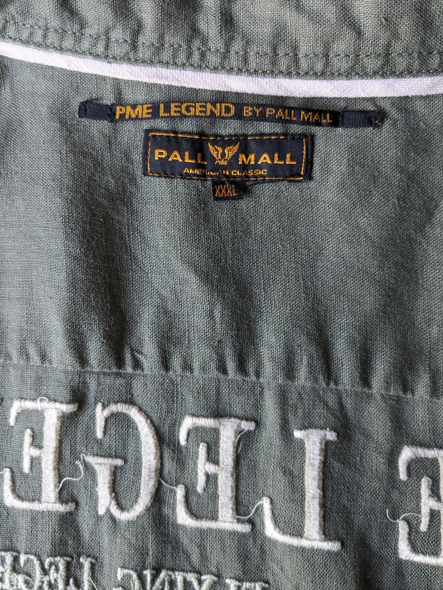 Pall Mall / PME Legend Linnen overhemd. Donker Groen gekleurd. Maat 3XL / XXXL.