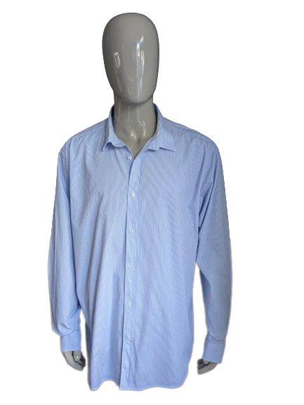 Racing Green-Shirt. Blau-weiß gestreift. Größe 48 / 2XL-XXL. Normale Passform.